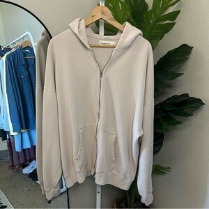 🤍 Abercrombie & Fitch Oversized Zip Hoodie Sz XL | Neutral Cozy Soft A&F Fleece